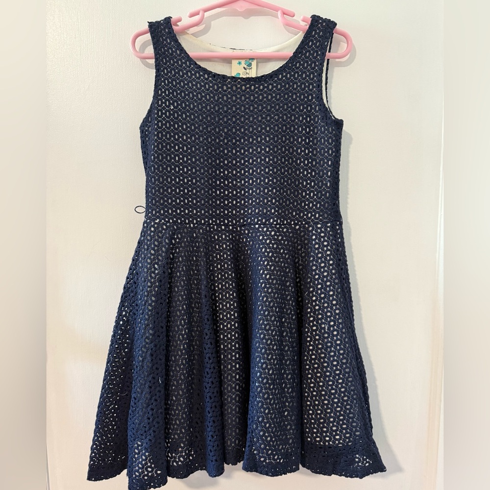 Lily Bleu Navy Crochet Kids Dress